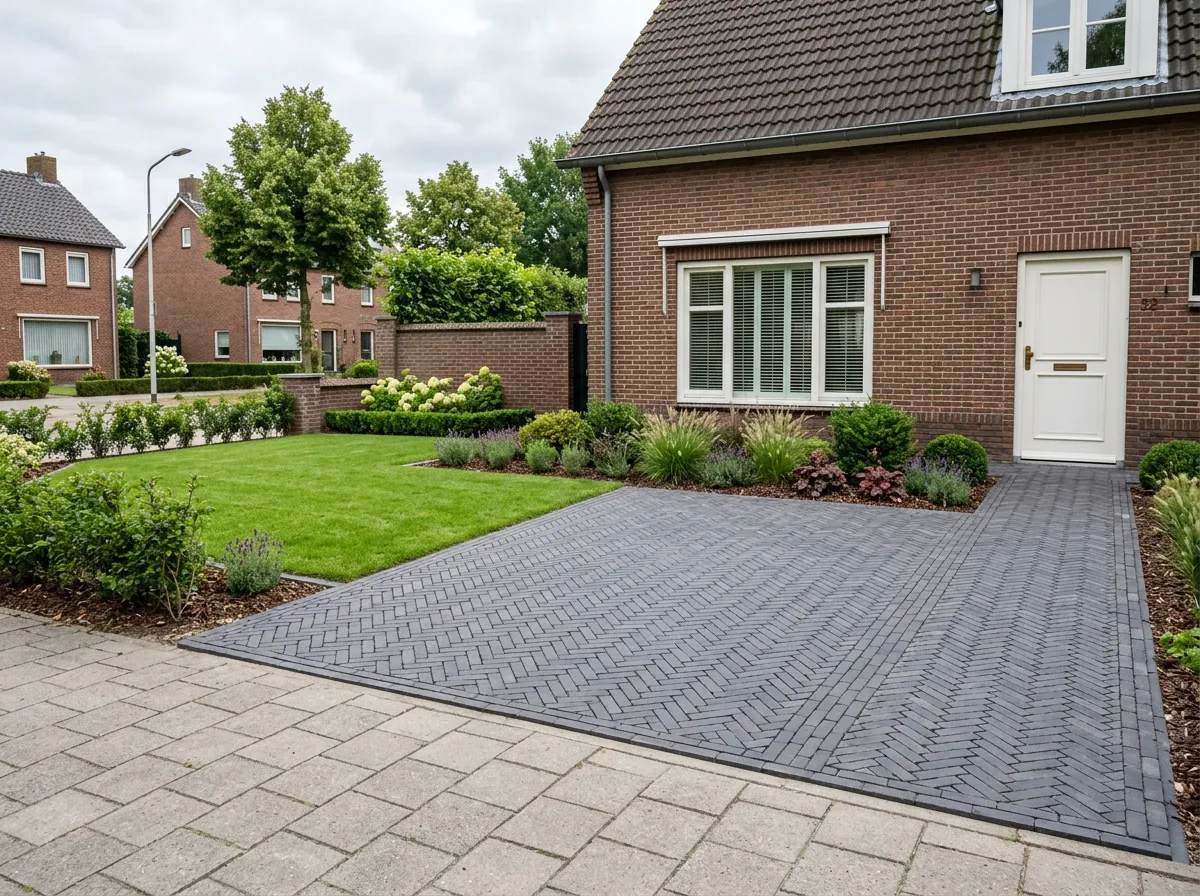 Voorbeeldtuin Liesbos: voortuin met oprit