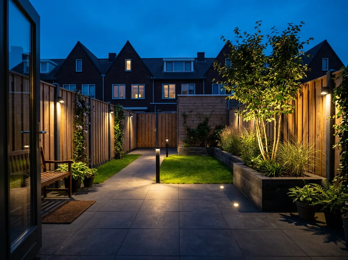 Voorbeeldtuin Rotte: avondtuin met in-lite verlichting